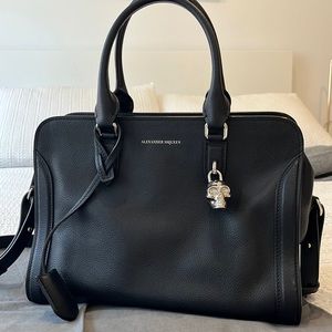Pebbled Leather Small Padlock Top Handle Bag